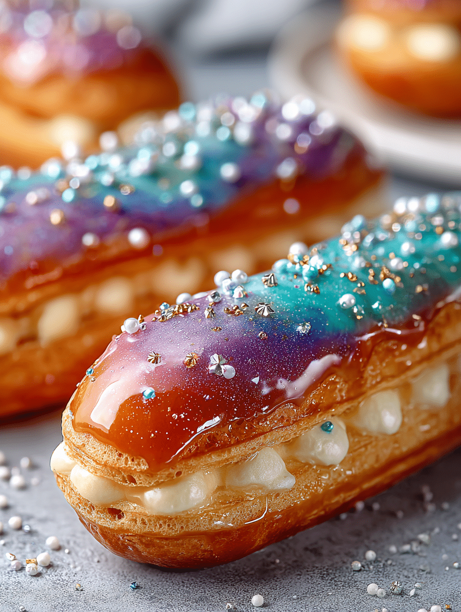Aurora Galaxy Éclairs (Cosmic Custard Pastries)