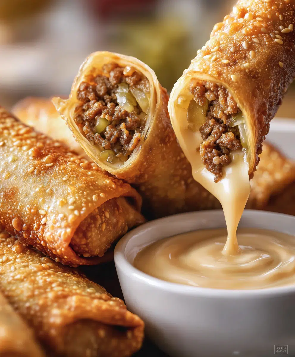 Cheeseburger Egg Rolls with “Big Mac” Sauce are irresistible! 2 Cheeseburger Egg Rolls with “Big Mac” Sauce