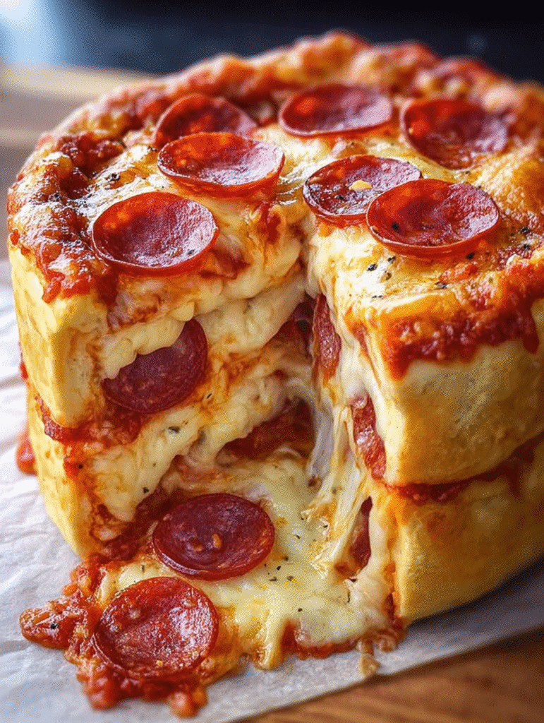 Deep Dish Pepperoni Pizza Cake