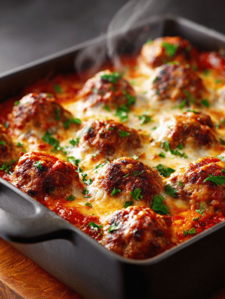 Dump-and-Bake Meatball Parm Casserole