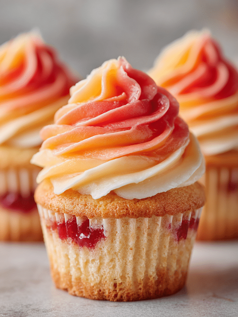 Mango Strawberry Sunset Cupcakes