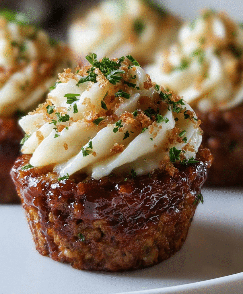 Meatloaf Cupcakes with Garlic-Mash