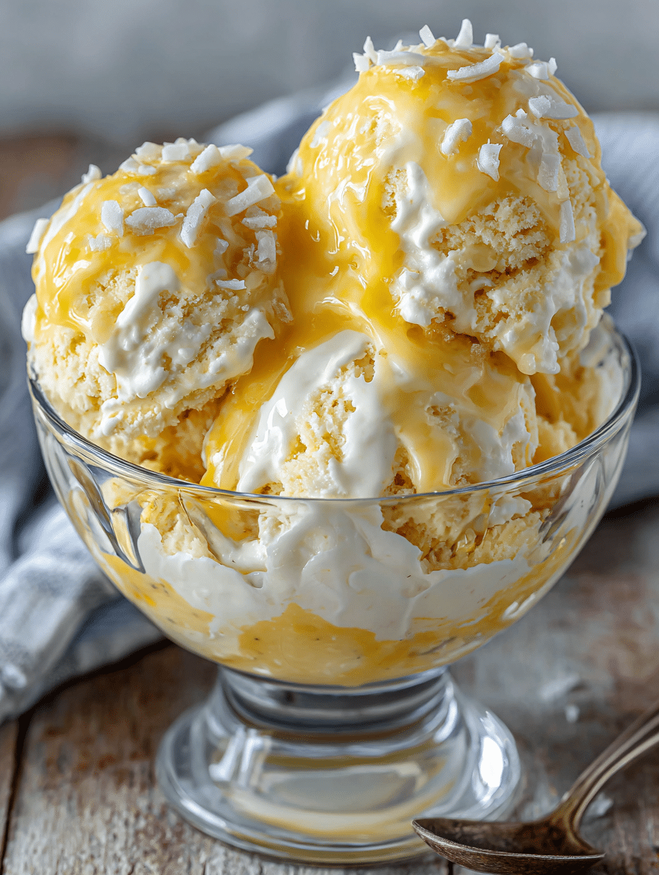 Pineapple Coconut Glow Ice Cream (Tropical Sunshine Swirl)