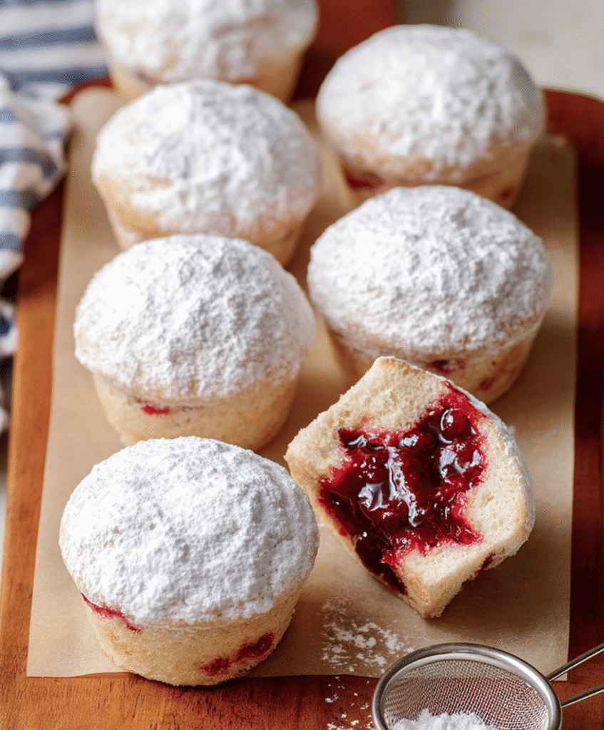 Raspberry Jelly Donut Muffins