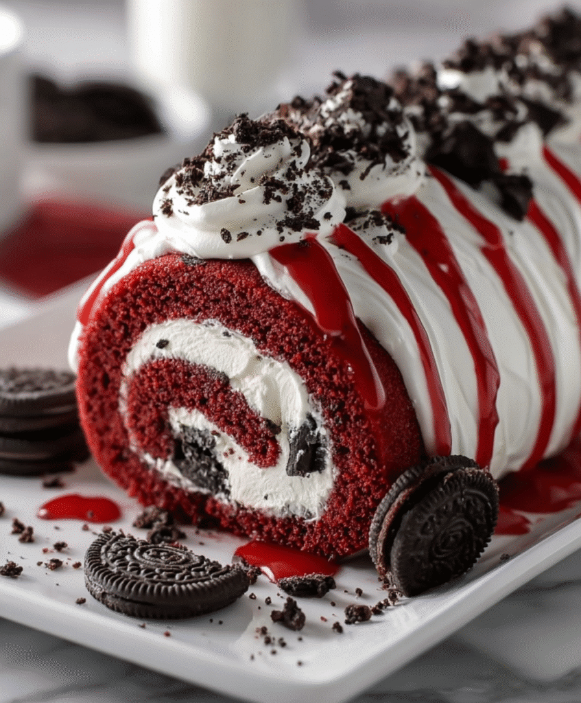 Red Velvet Oreo Cake Roll Explosion