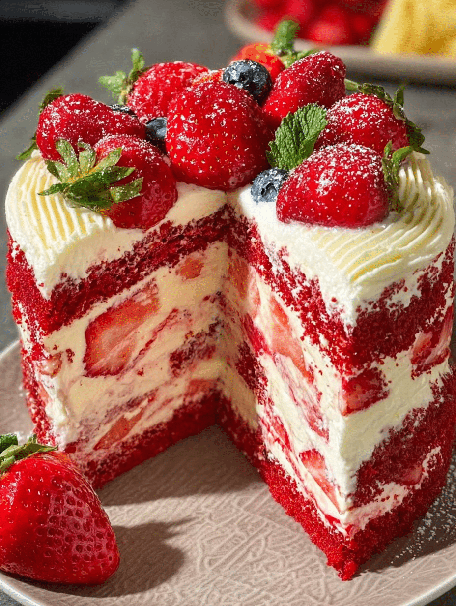 Strawberry Red Velvet Cream Cake