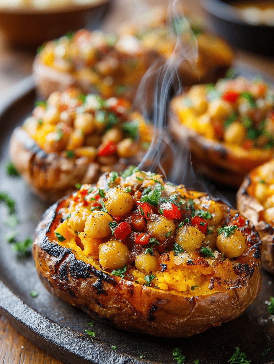Stuffed Sweet Potatoes with Spiced Chickpeas: A Healthy Delight! 2 Stuffed Sweet Potatoes with Spiced Chickpeas
