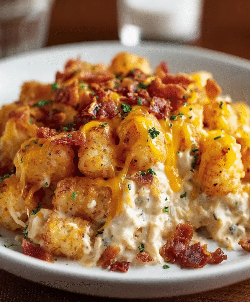 Chicken Bacon Ranch Tater Tot Casserole 5 u1127111147 httpss.mj .runsnMsoTenc8c close up of a creamy chi 5ba52ddc 7b37 47a3 a1e3 6629c7650957 2
