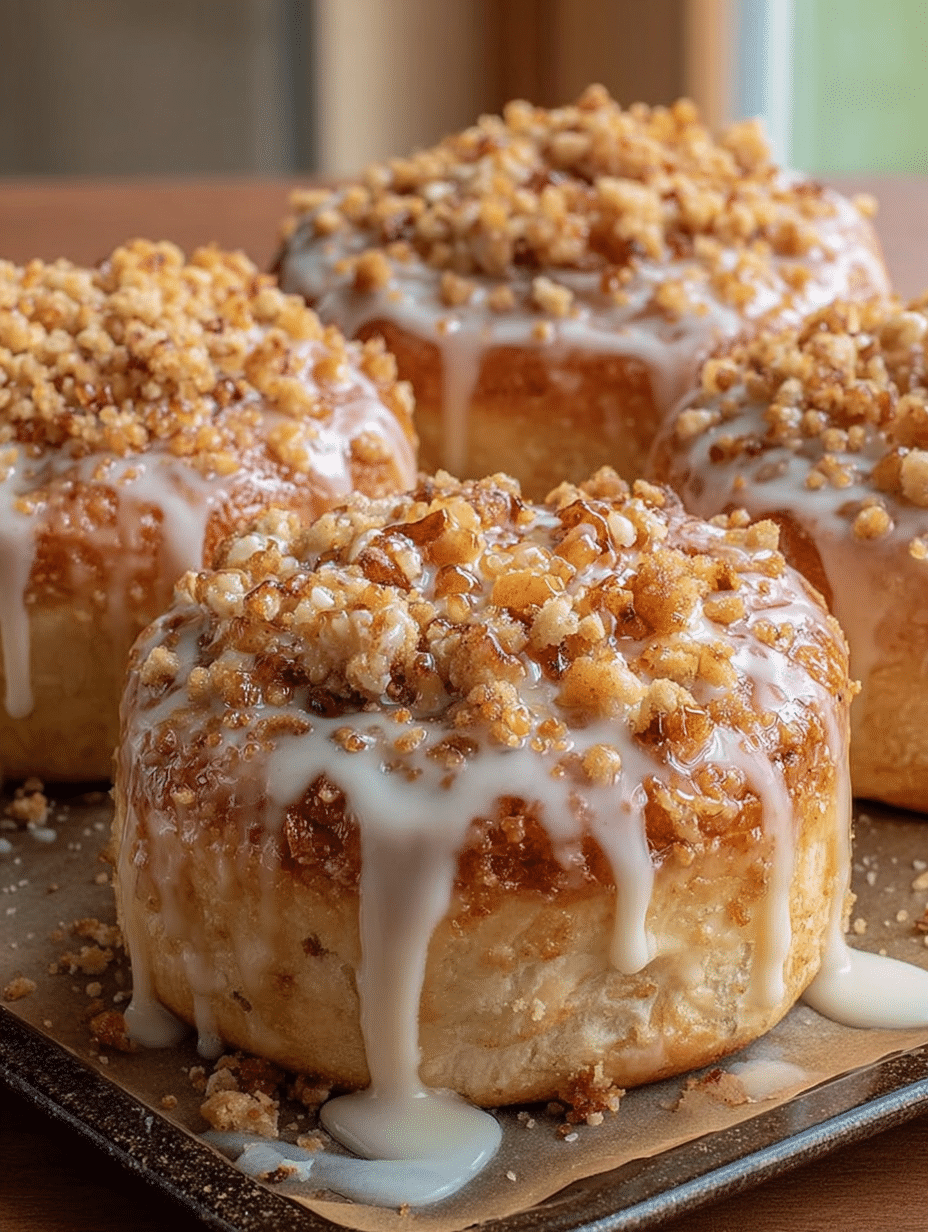 Apple Cheesecake Buns with Crumble Topping & Sweet Glaze