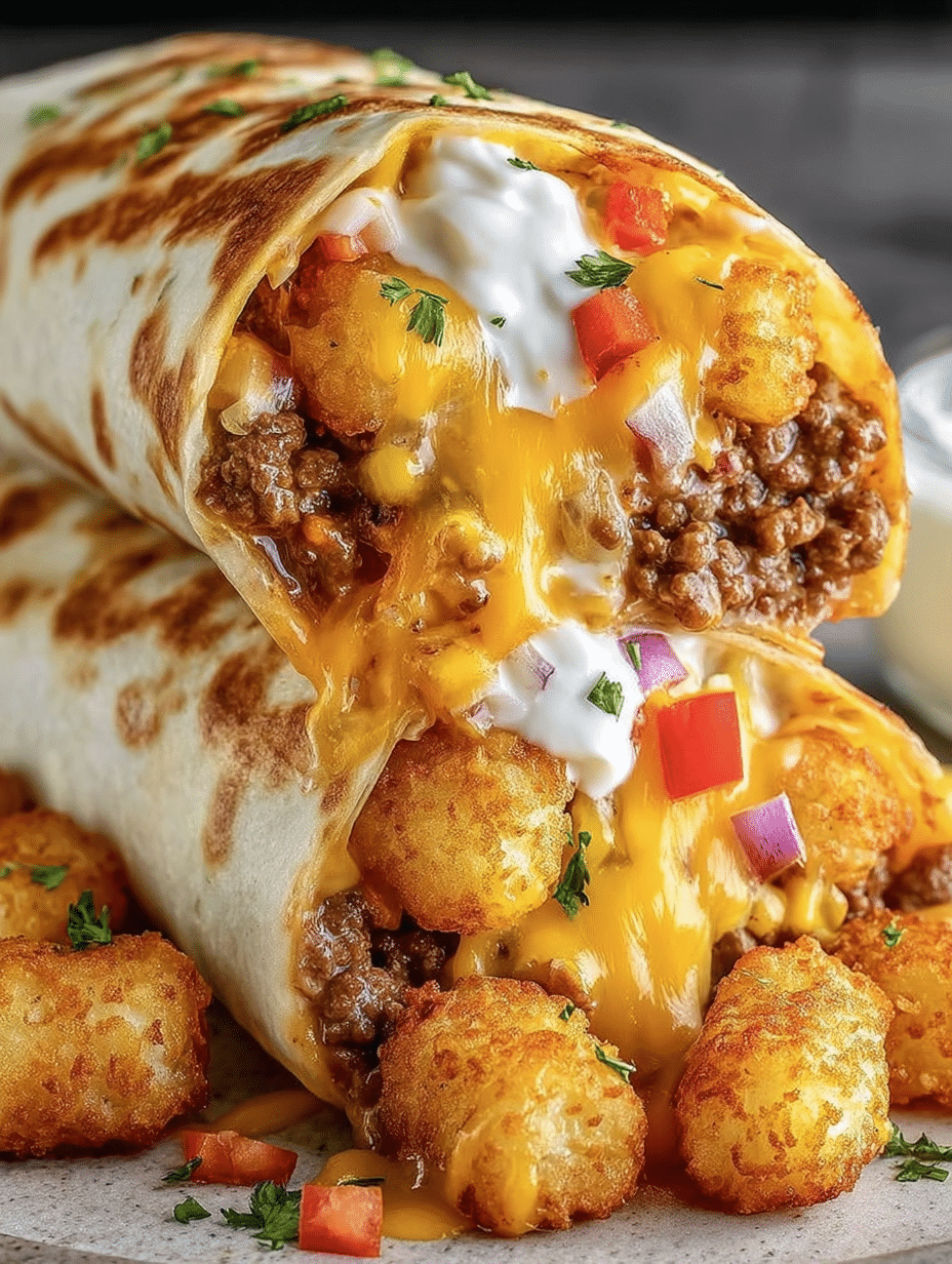 Cheesy Beef & Potato Burritos