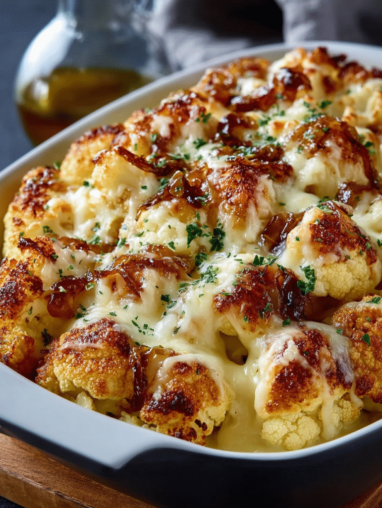 Cheesy French Onion Cauliflower Bake will Delight You! 5 Cheesy French Onion Cauliflower Bake
