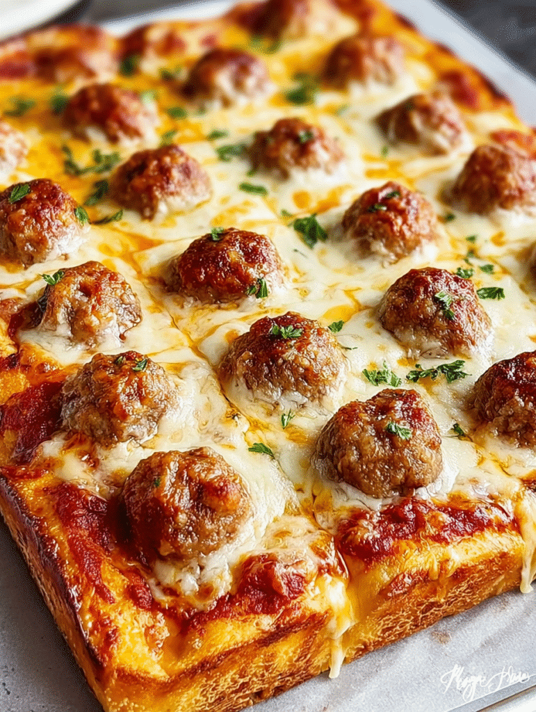 Cheesy Meatball Sheet Pan Pizza Squares you’ll love! 5 Cheesy Meatball Sheet Pan Pizza Squares