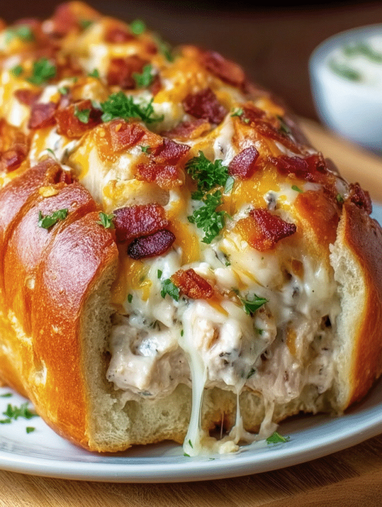 Chicken Bacon Ranch Stuffed Bread