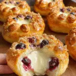 Danish Carnival Buns with Vanilla Cheesecake Delight! 6 Danish Carnival Buns with Vanilla Cheesecake & Blueberry Compote
