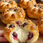 Danish Carnival Buns with Vanilla Cheesecake & Blueberry Compote