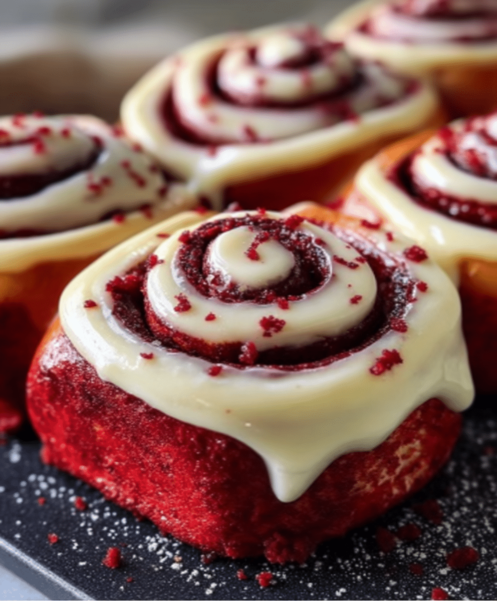 Heavenly Red Velvet Cinnamon Rolls
