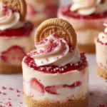 Mini Jammy Dodger Strawberry Cheesecakes are a must-try! 6 Mini Jammy Dodger Strawberry Cheesecakes
