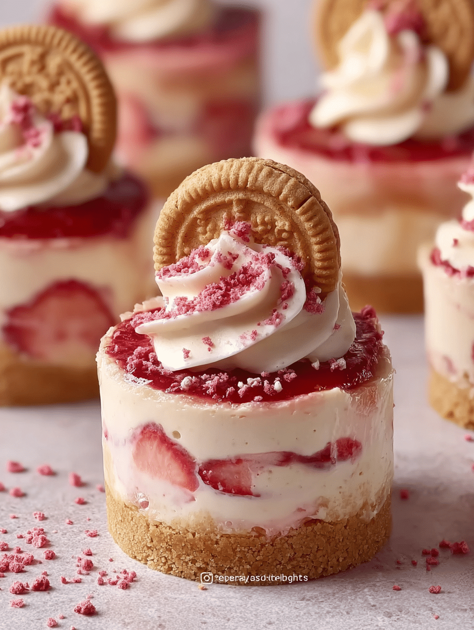 Mini Jammy Dodger Strawberry Cheesecakes