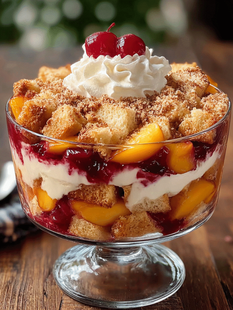 Peach Cobbler Trifle (5 Dreamy Layers)