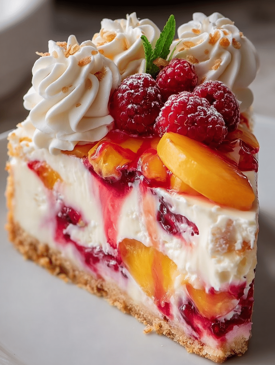 Peach & Raspberry Cheesecake