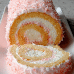 Pink Coconut Swiss Roll Cake