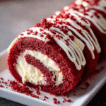 Red Velvet Cake Roll with Cream Cheese Filling delights every bite! 6 Red Velvet Cake Roll with Cream Cheese Filling