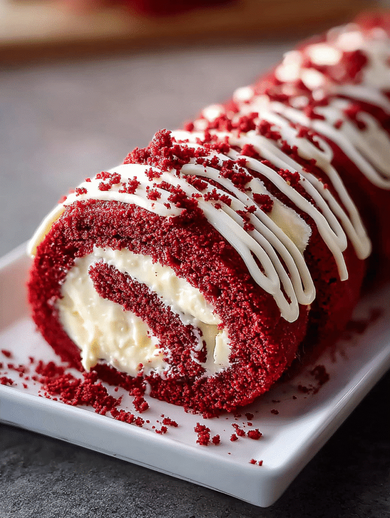 Red Velvet Cake Roll with Cream Cheese Filling delights every bite! 5 Red Velvet Cake Roll with Cream Cheese Filling