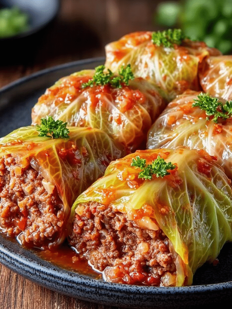 Savory Cabbage Rolls with Spiced Beef & Rice