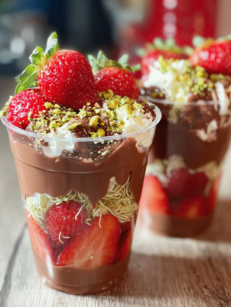 Strawberry Pistachio Chocolate Cups