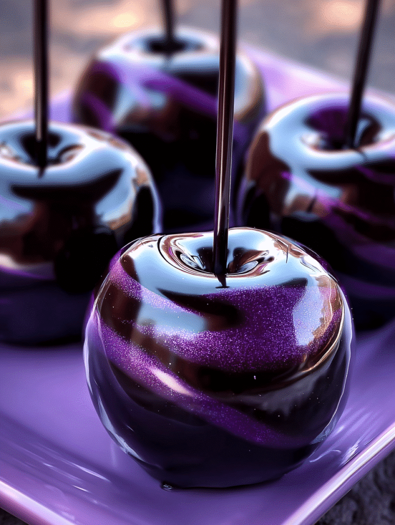 Black Poison Swirl Candy Apples