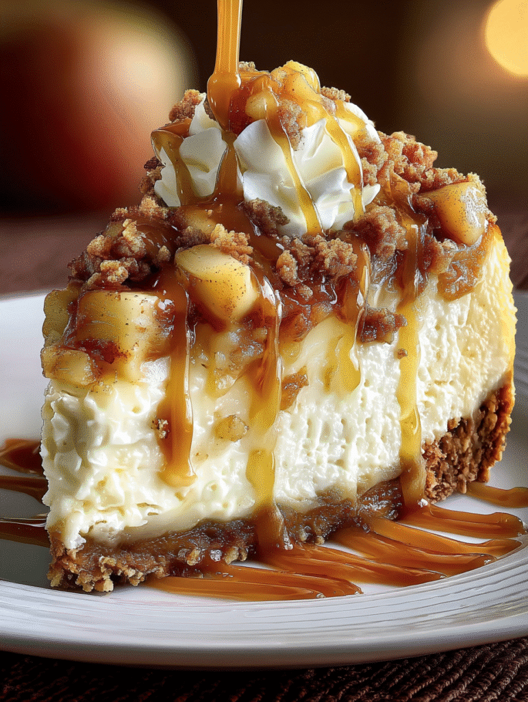 Caramel Apple Crisp Cheesecake