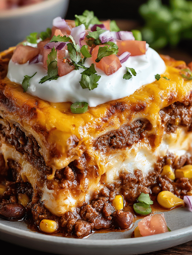 Cheesy Taco Lasagna Bake