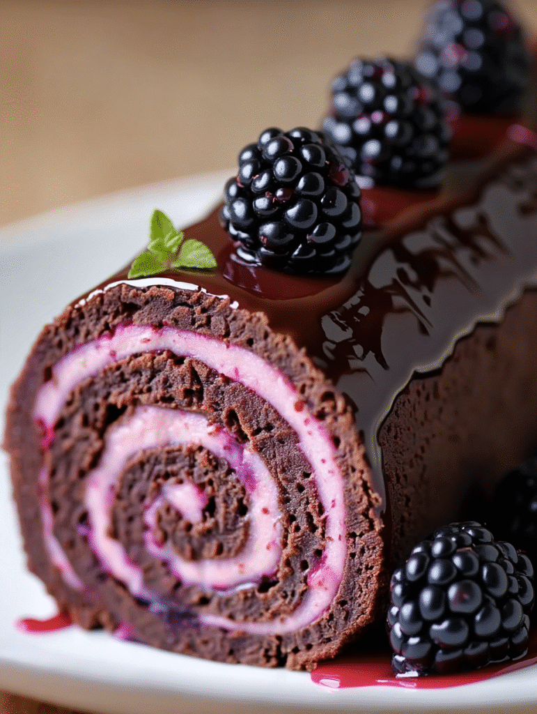 Chocolate Blackberry Swiss Roll