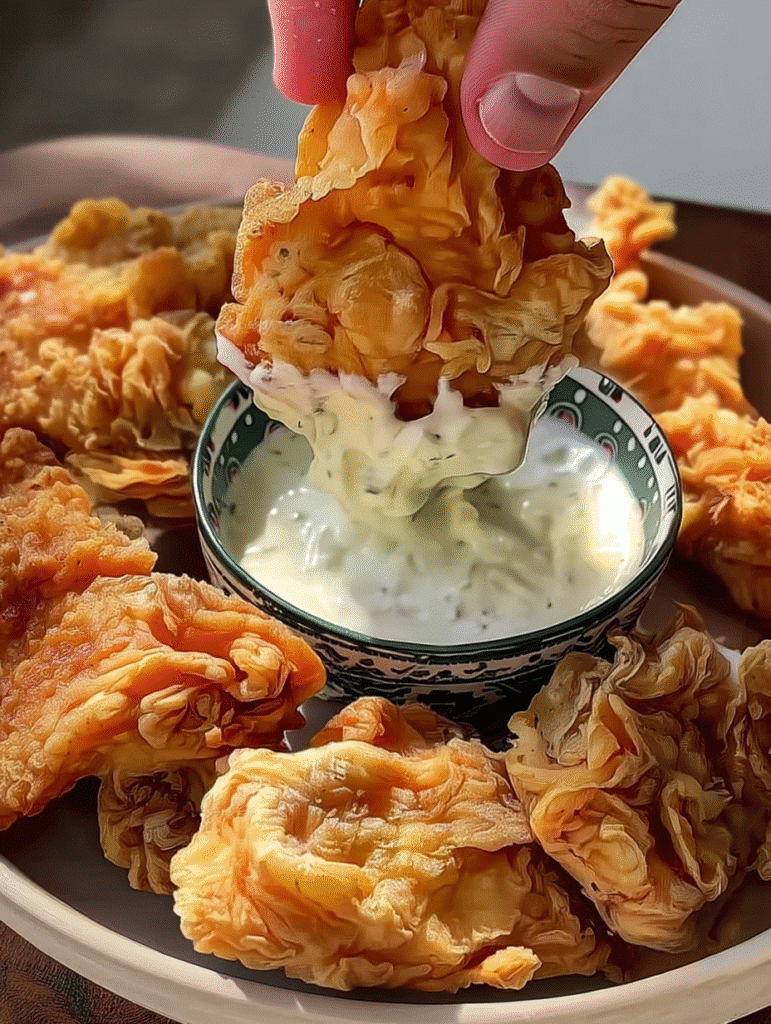 Crispy Golden Chicken Bites with Creamy Ranch Dip