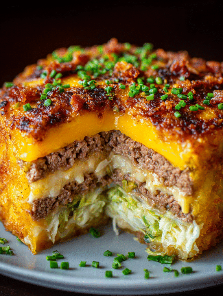 Crispy Layered Cheeseburger Casserole
