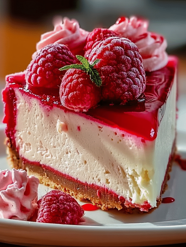 Luxurious Pink Velvet Raspberry Cheesecake