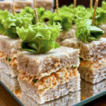 Mini Tea Sandwich Bites with Creamy Veggie Filling delight your guests! 3 Mini Tea Sandwich Bites with Creamy Veggie Filling