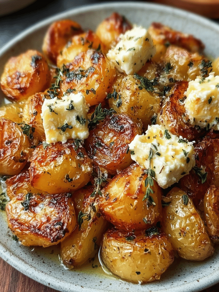 Roasted Potatoes with Garlic & Baked Feta