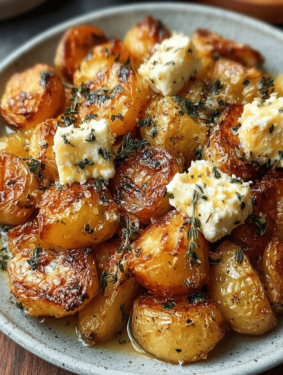 Roasted Potatoes with Garlic & Baked Feta