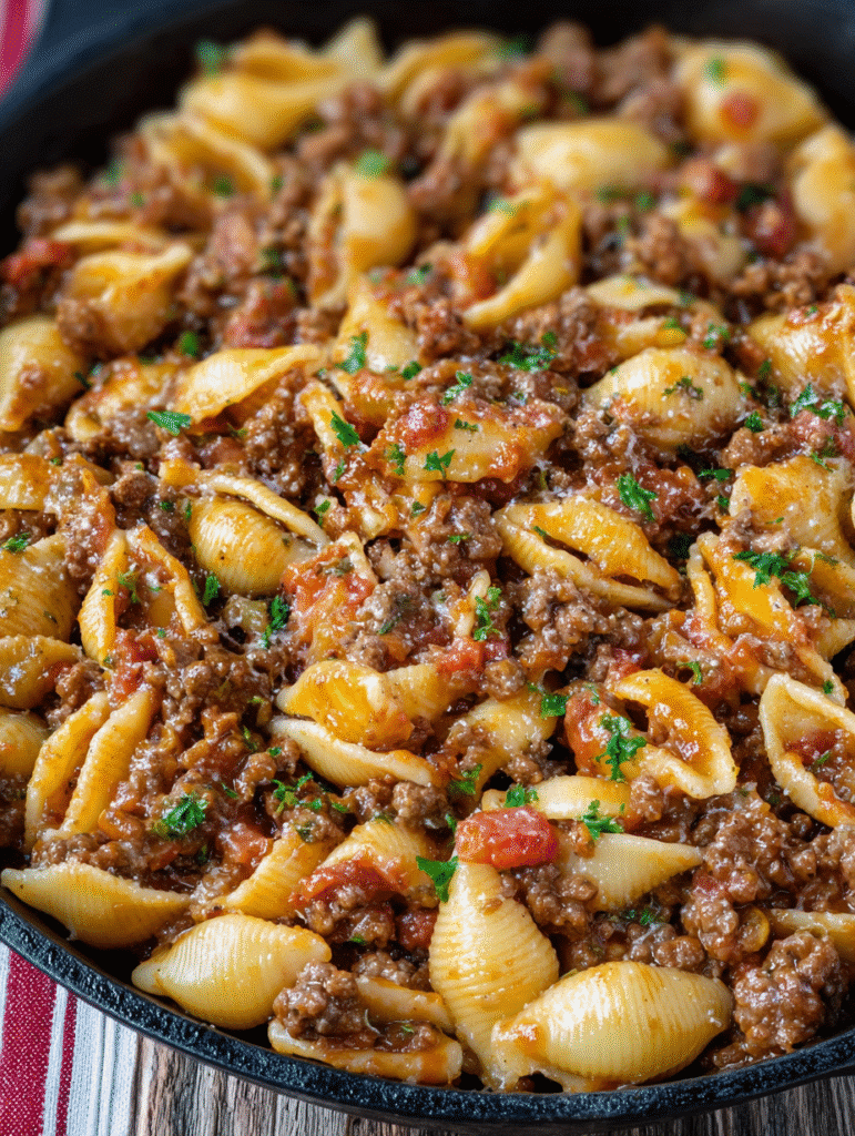 Savory Beef-Stuffed Shell Skillet
