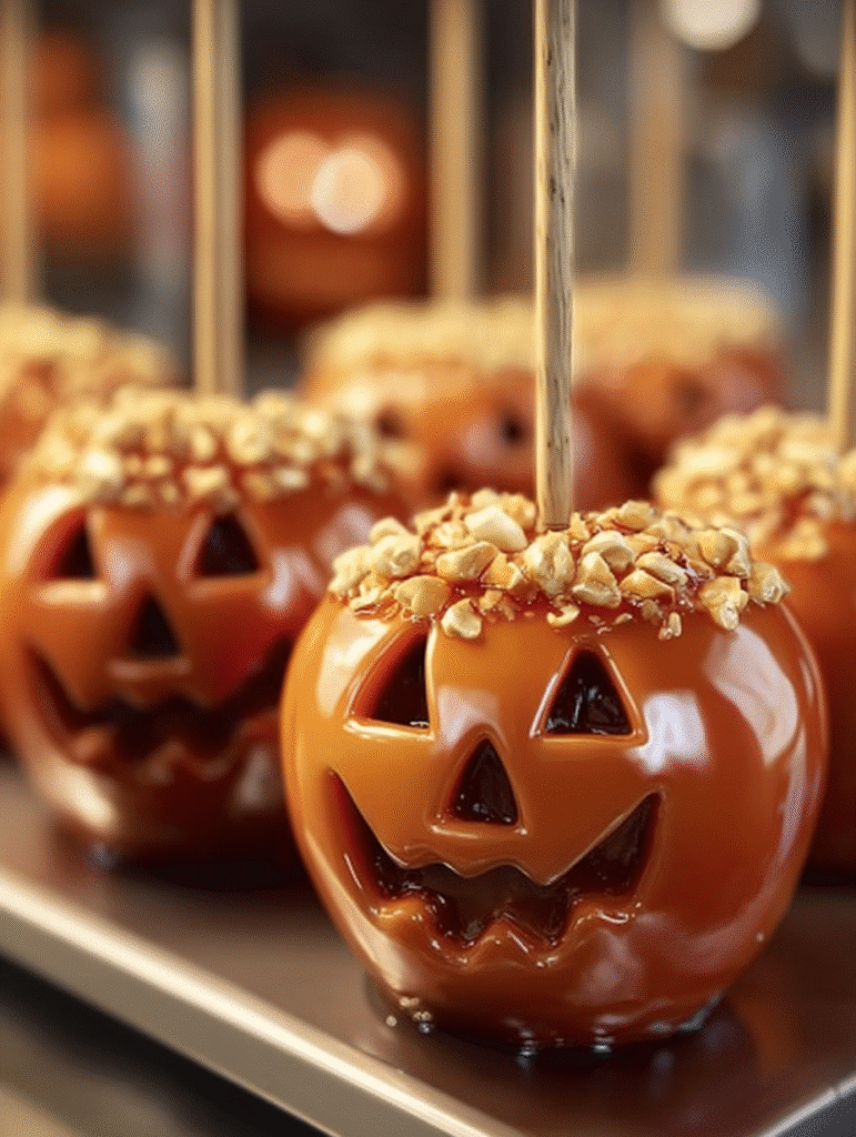 Spooky Caramel Jack-O’-Lantern Apples