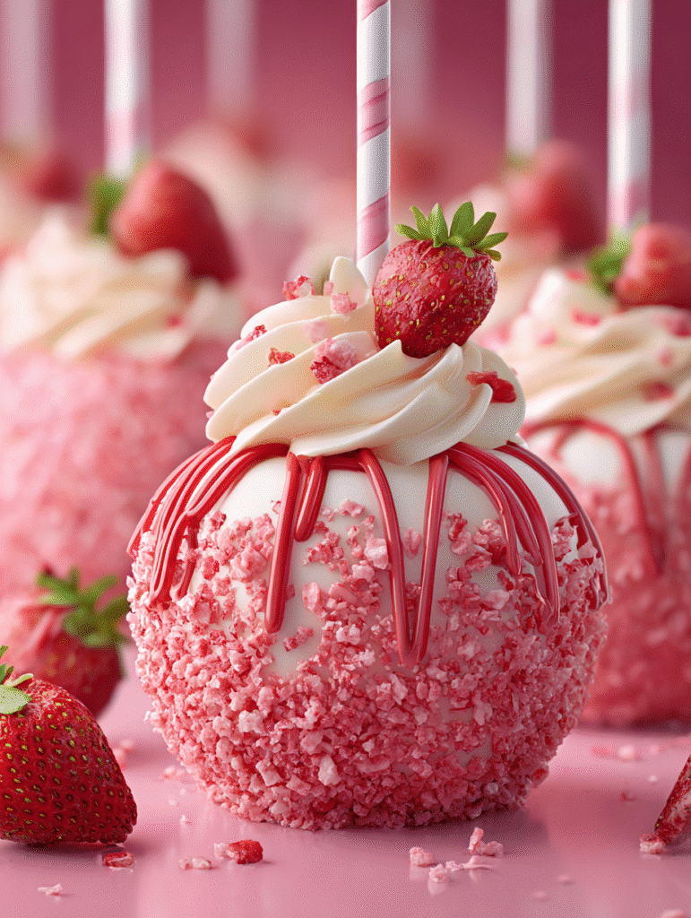 Strawberry Crunch Cheesecake Candy Apples