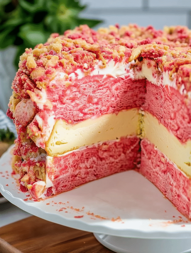 Strawberry Crunch Ice Cream Cake