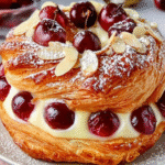 Cherry Custard Puff Pastry Wreath