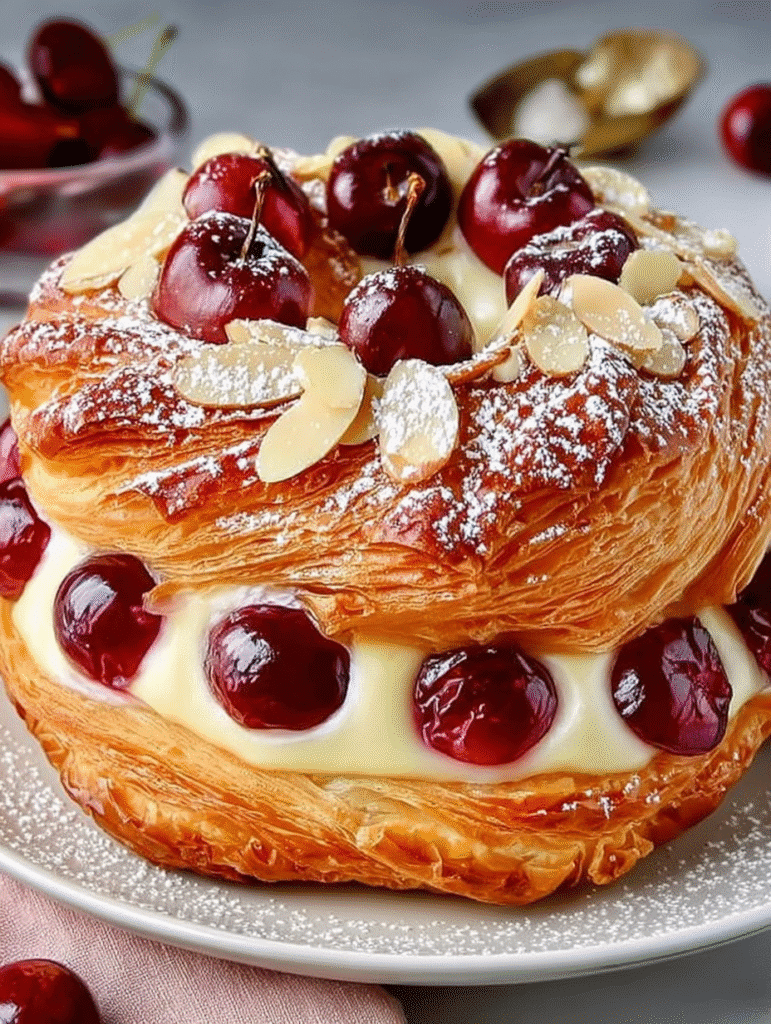 Cherry Custard Puff Pastry Wreath