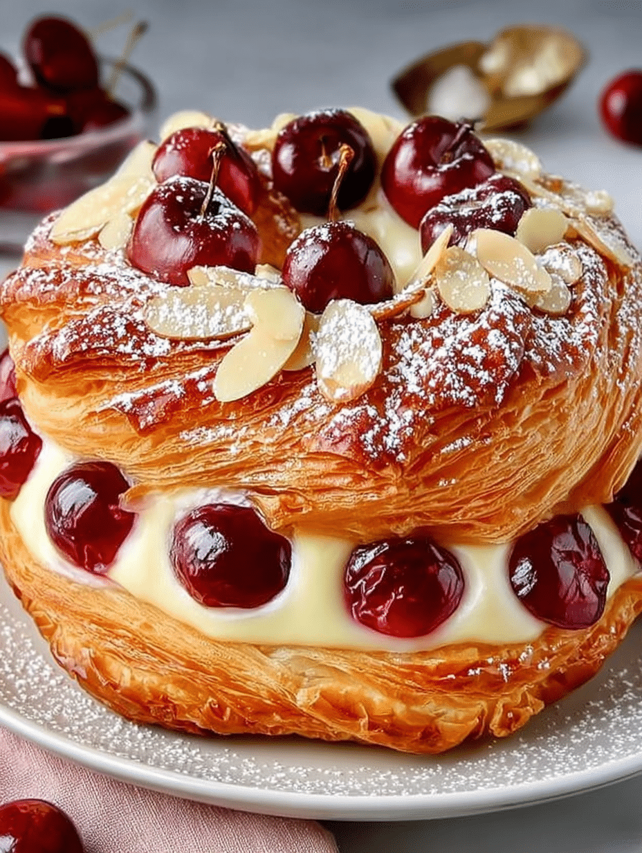 Cherry Custard Puff Pastry Wreath
