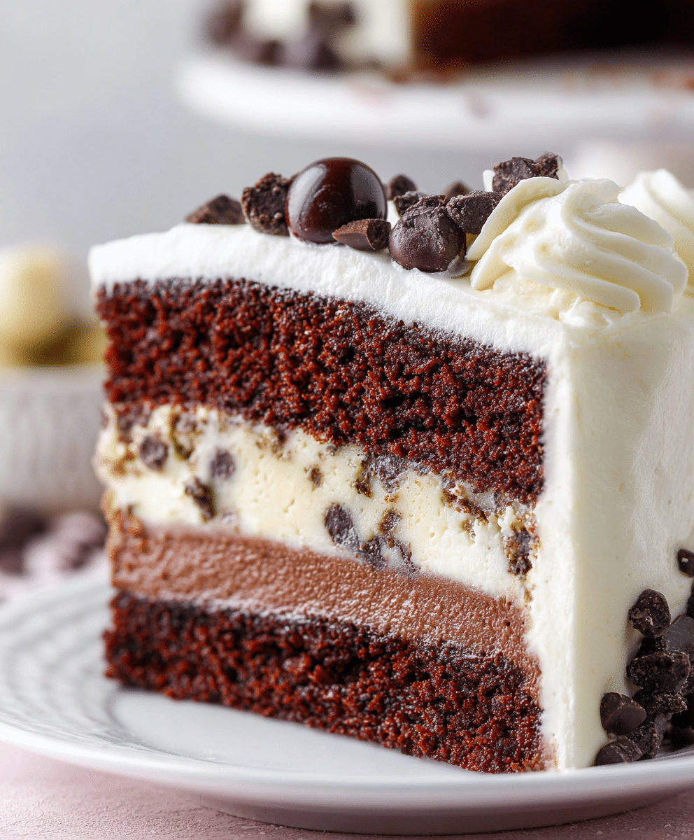 Chocolate Fudge Cookie Dough Layer Cake