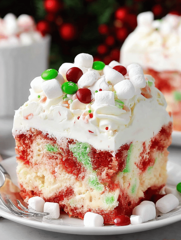 Christmas Marshmallow Poke Cake