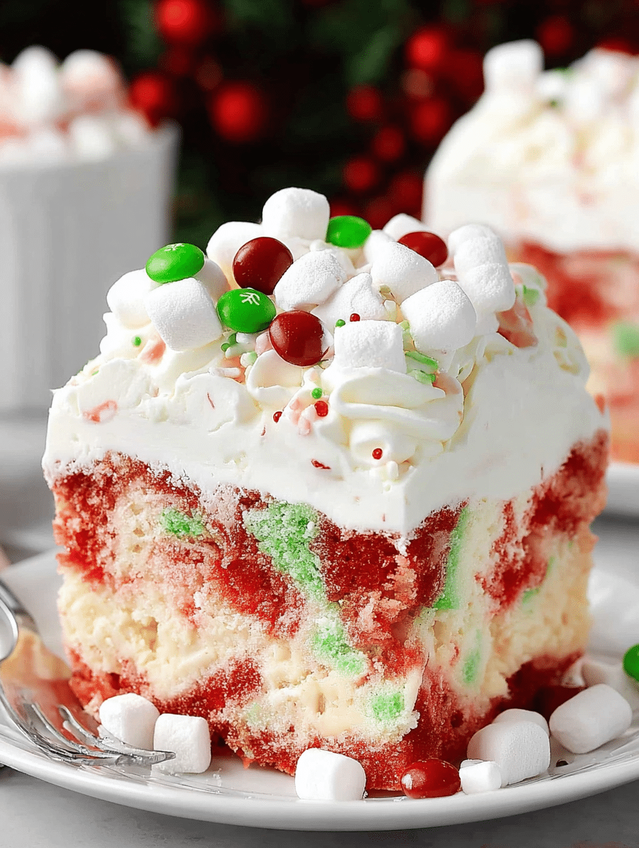 Christmas Marshmallow Poke Cake