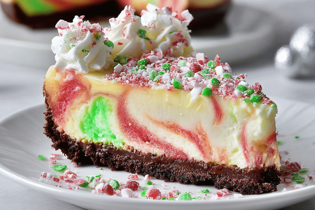 Christmas Swirl No-Bake Cheesecake